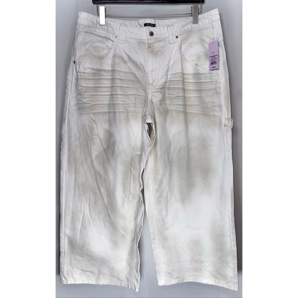 Wild Fable wide-leg jeans in an off-white color featuring a distressed or dirty